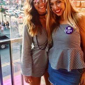 Gingham tie front romper